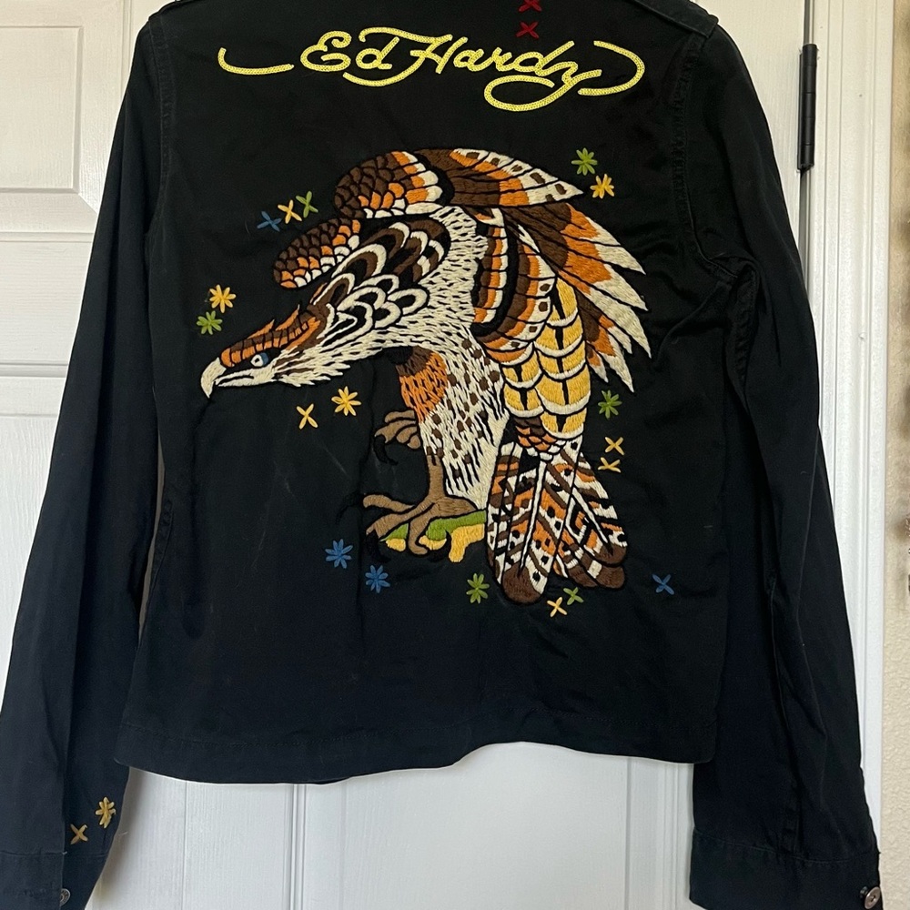 Ed Hardy Black Embroidered Men's Shirt
